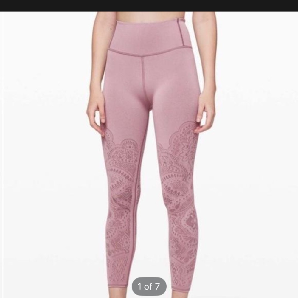 lululemon athletica Dusty Rose High-Rise Lace-Print Leggings